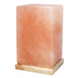 Himalayan Rock Salt Cube Lamp, 9 Inches Tall - Soft Calm Therapeutic Light - Uniquely Handcrafted Crystal Cube Design On Onyx Marble Base - Tibetan Evaporated Rock Lamps - Table Lamp, Dark Orange Hue