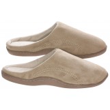 Mens Indoor/Outdoor Slip-On Microsuede Memory Foam House Slippers, Size 9-10 - Double Side Stiched Microsuede Exterior - Comfy Plush Micro Fleece Lining - Durable Non-Marking Ruber Sole - , Beige