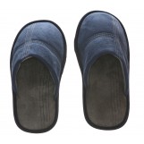 Deluxe Comfort Mens Slip-On Memory Foam Deck Slipper, Size 11-12 - Comfy Plush Micro Fleece Lining - Durable Non-Marking Ruber Sole - Wear Resistant Microsuede - Mens Slippers, Navy Blue