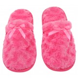 Womens Fuzzy Fleece Slip-On Memory Foam House Slippers, Size 5-6 - Warm Fluffy Fleece  - Cute Teen Pajama Accessory - Soft, Gripping Non-Slip Durable Rubber Sole - Womens Slippers, Hot Pink