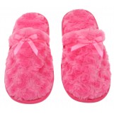 Womens Fuzzy Fleece Slip-On Memory Foam House Slippers, Size 9-10 - Warm Fluffy Fleece  - Cute Teen Pajama Accessory - Soft, Gripping Non-Slip Durable Rubber Sole - Womens Slippers, Hot Pink