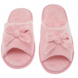 Deluxe Comfort Womens Butterfly Bow Slip-On Memory Foam House Slippers, Size 7-8 - Open Toe - Pamper Your Feet With Cozy Fleece Memory Foam - Durable Non-Marking Ruber Sole - Womens Slippers, Pink