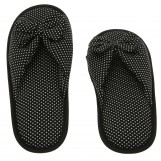 Deluxe Comfort Cotton Poka Dot Womens Open Toe Flip-Flops, Size 5-6 - Be Hip While Staying Comfy - Cute Classic Butterfly Bow - Soft, Gripping