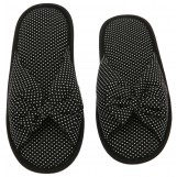 Deluxe Comfort Cotton Poka Dot Womens Open Toe Flip-Flops, Size 7-8 - Be Hip While Staying Comfy - Cute Classic Butterfly Bow - Soft, Gripping