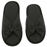 Deluxe Comfort Cotton Poka Dot Womens Open Toe Flip-Flops, Size 9-10 - Be Hip While Staying Comfy - Cute Classic Butterfly Bow - Soft, Gripping Non-Slip Durable Rubber Sole - Womens Slippers, Black