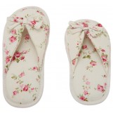 Deluxe Comfort Grandmas Garden Cotton Womens Open Toe Slippers, Size 7-8 - Cute Classic Butterfly Bow - Comfy Memory Foam - Soft, Gripping Non-Slip Durable Rubber Sole - Womens Slippers, White Floral