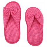Deluxe Comfort Cotton Poka Dot Womens Open Toe Flip-Flops, Size 5-6 - Be Hip While Staying Comfy - Cute Classic Butterfly Bow - Soft, Gripping Non-Slip Durable Rubber Sole - Womens Slippers, Pink